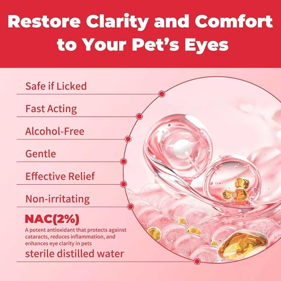 Cataract Eye Drops for Dogs Improve Vision Clarity & Comfort, Preservative-Free, Natural Formula, 1.69 fl oz (50 mL) for Dogs and Cats