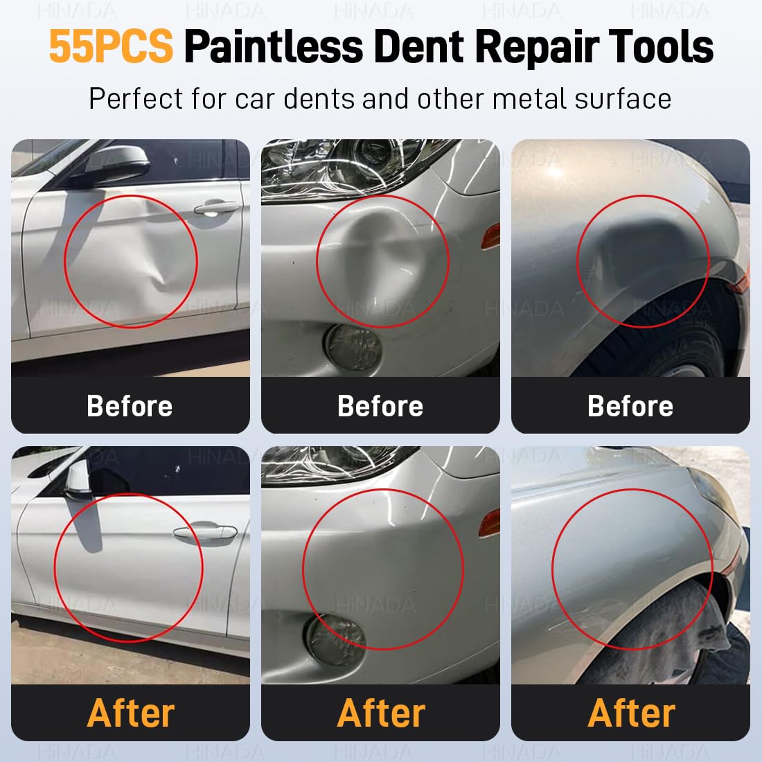 HiNADA Kit de réparation de Bosses pour Voiture, 55Pcs, Outil PDR