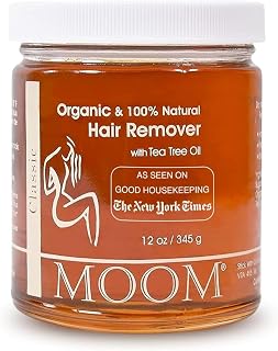 MOOM Organic Sugar Wax with Tea Tree Oil, 12 oz Jar, Hair Removal for Bikini, Brazilian, Face & Legs - Soft Wax for Sensitive Skin, Wax Beads Alternative For Women & Men (Strips & Sticks NOT Included)