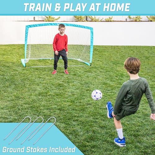 Image of GoSports Portable Soccer Goals for Kids - 13 Color Options - Choose 4 x 3 ft or 6 x 4 ft - Team Tone Pop Up Nets for Backyard