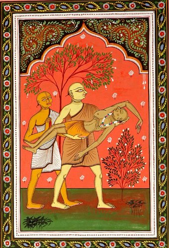 Aquarelle Chaitanya Mahaprabhu pour decoration salon zen et espace meditation