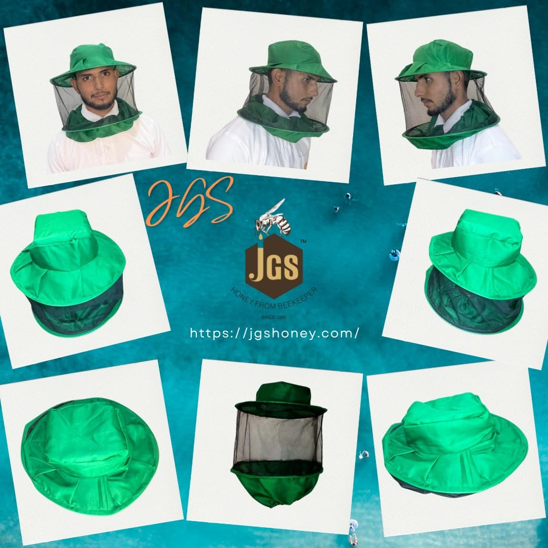 JGS Bee Cap Honeybee Cap | Bee Veil for Protection of Face from Honey Bee Sting | Sting Protection for Neck and Face (Green) - Image 8 thumbnail
