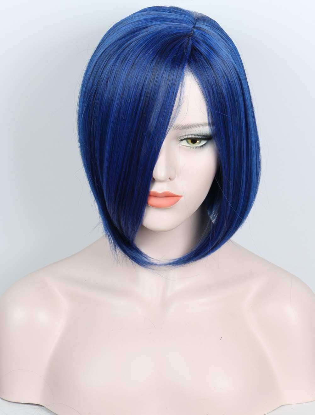 Linfairy Cosplay Dark Blue Bob Short Straight Synthetic Wig for Women Halloween Costume Party Cosplay Wig - Image 5