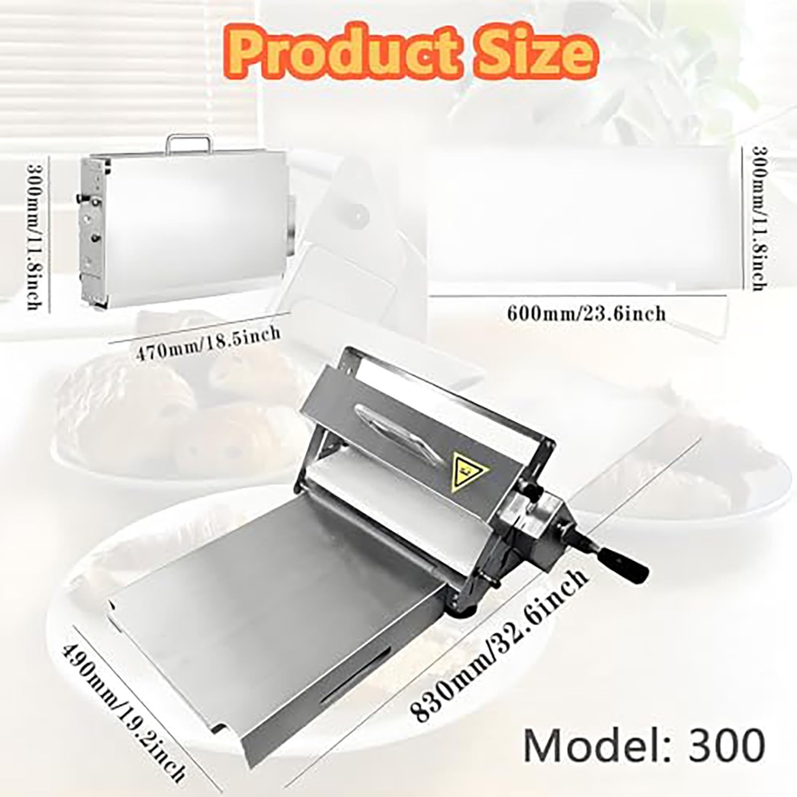Sfogliatrice manuale per pasticceria e pizza, rullo per pasticceria in acciaio inox con spessore regolabile per croissant e pasticceria