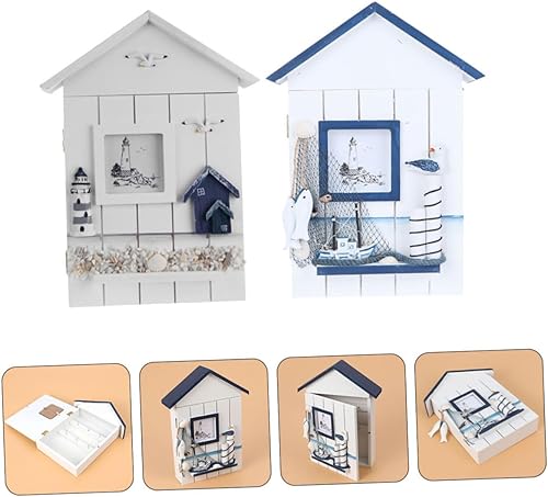Miniatura 7 de Caja de almacenamiento para llaves de 2 piezas, decoración del hogar, decoración de casillero montado en la pared, llavero de casa, llavero de
