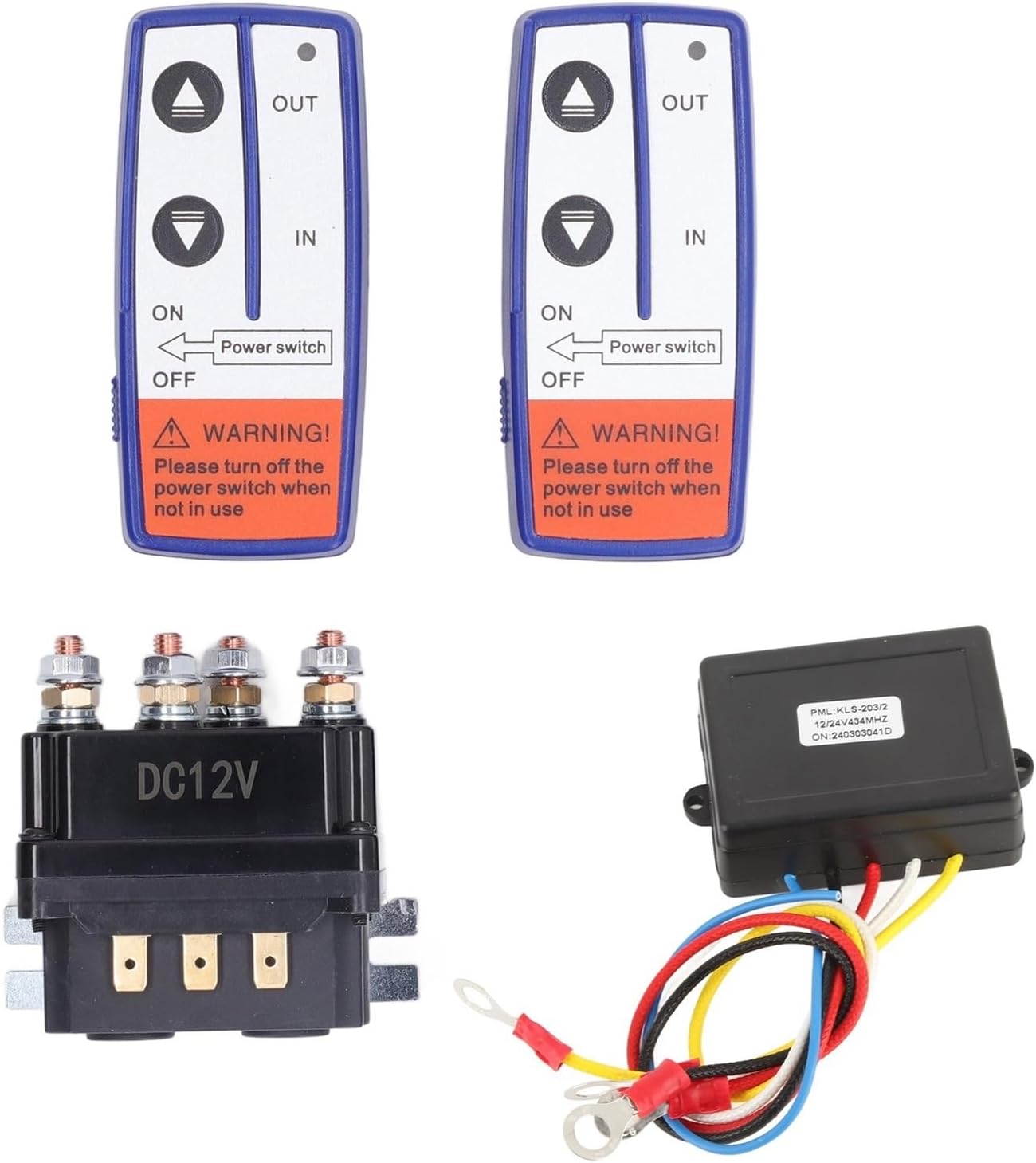 Winch Relay with Controller 12V 250A Winch Relay Kit with Remote Controller Relay Contactor Switch for Industrial Vehicle