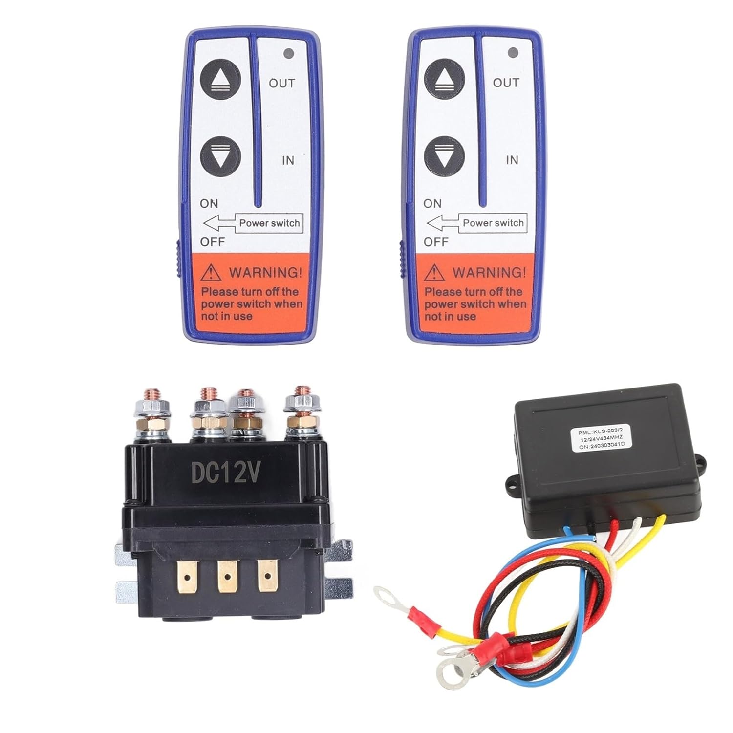 Winch Relay with Controller 12V 250A Winch Relay Kit with Remote Controller Relay Contactor Switch for Industrial Vehicle