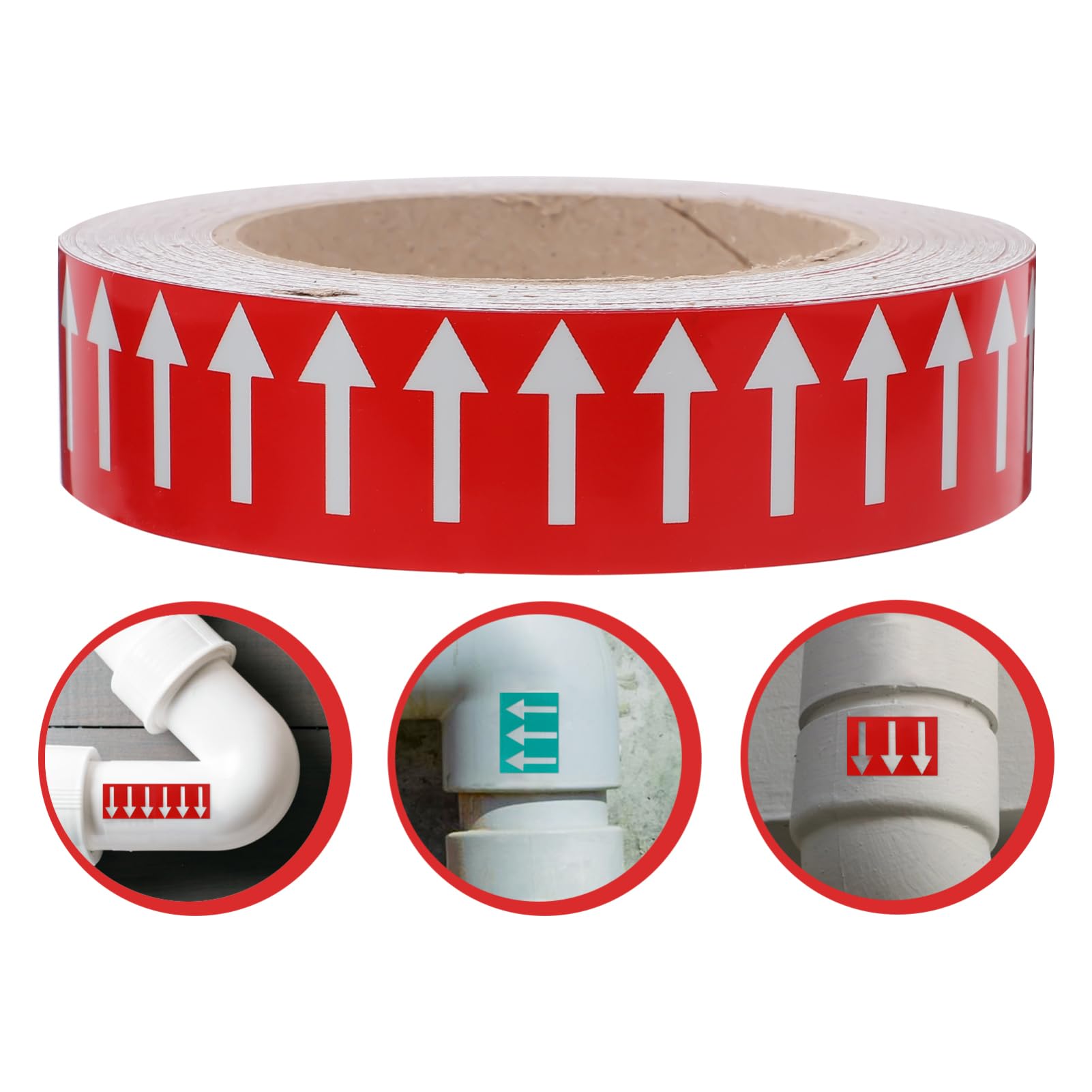 2rollos Pegatinas de Flechas Autoadhesivas para Indicación de Direcciones Flechas de Flujo para Tuberías Pegatinas de Señalización de Suelos para Tubos Flujo Direccional