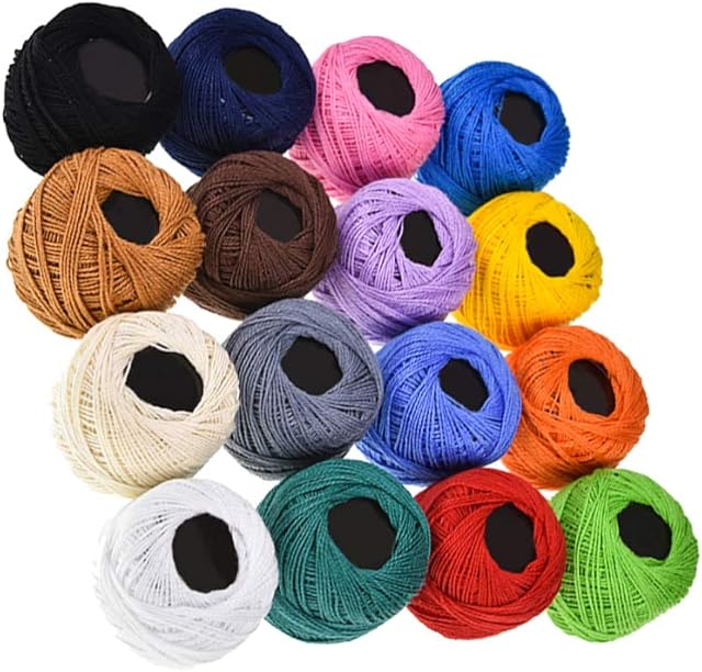Linha de Bordado de Fio de Algodão de 16 Rolos para Bordados à Mão Com Ponto Cruz de Crochê Cor Aleatória
