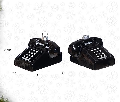 Miniatura 2 de 2 adornos de cristal soplado para teléfono de Navidad, adornos de teléfono retro para colgar en el árbol de Navidad