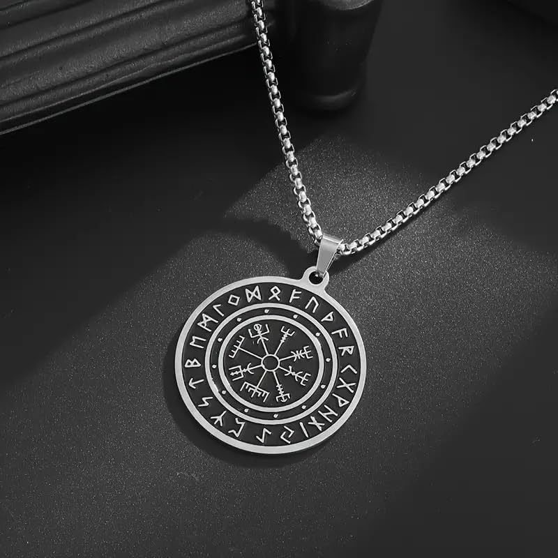Viking Vegvisir Compass Pendant Necklace with Norse Runes, Stainless Steel Norse Jewelry for Men and Women, Nordic Viking Protection Amulet - Image 7