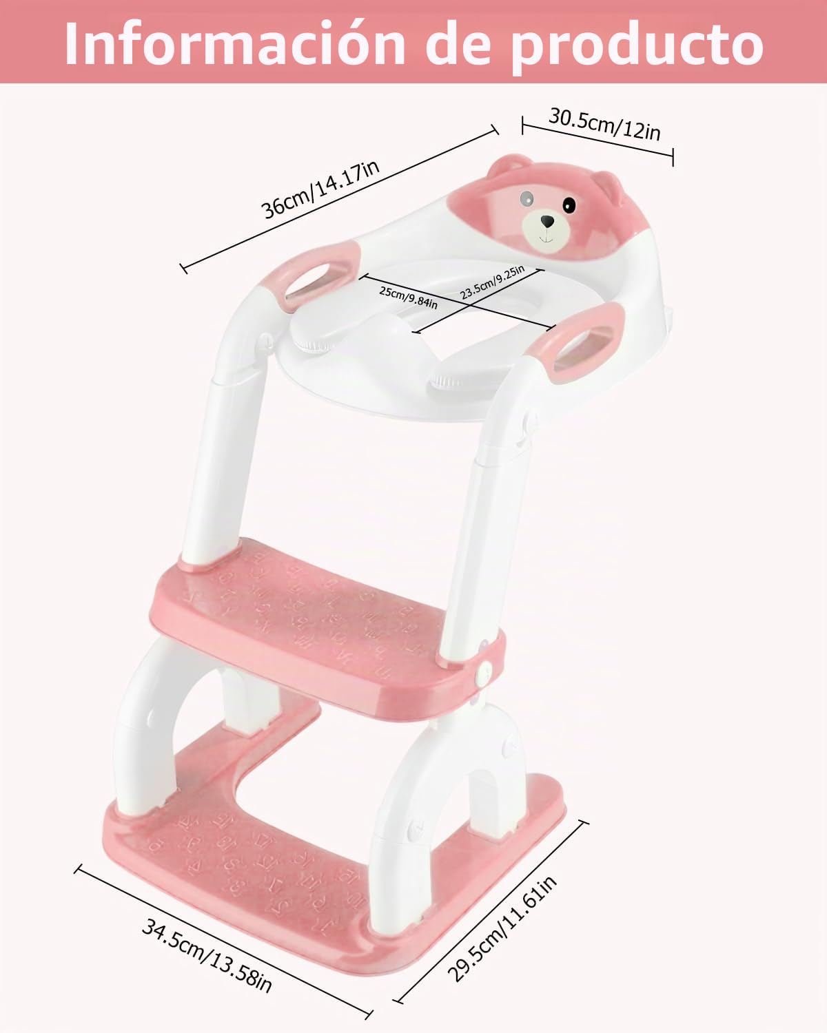 Asiento de inodoro para niños con escalera, 2 en 1, ajustable en altura, plegable, con asiento acolchado, antisalpicaduras y antideslizante, accesorio de inodoro para niños a partir de 1-6 años