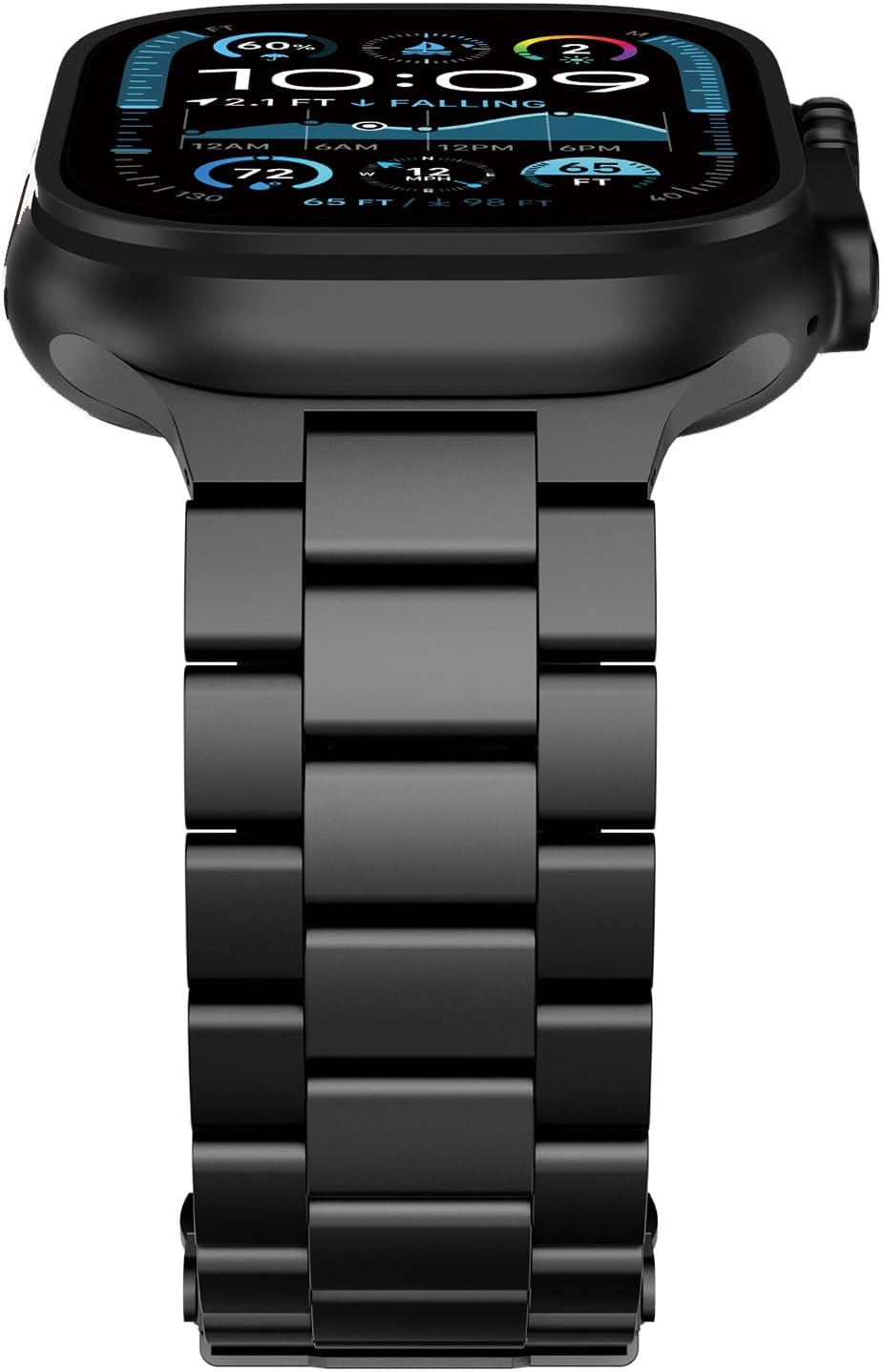Full Titanium Band for Apple Watch Ultra 3/2/1 Bands 49mm for Men, Replacement Strap with Secure Clasp and DLC Coating for iWatch Series 11/10 46mm, 9/8/7 45mm, SE3/6/5/4 44mm, 3/2/1 42mm