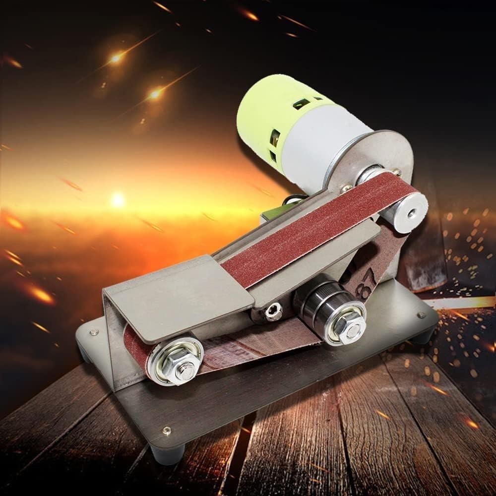 Grinder，15-degree Fixed Angle Sharpener Belt Sander 7 Adjustable Polisher 100W Polishing Machine with 10pcs Sanding Belts