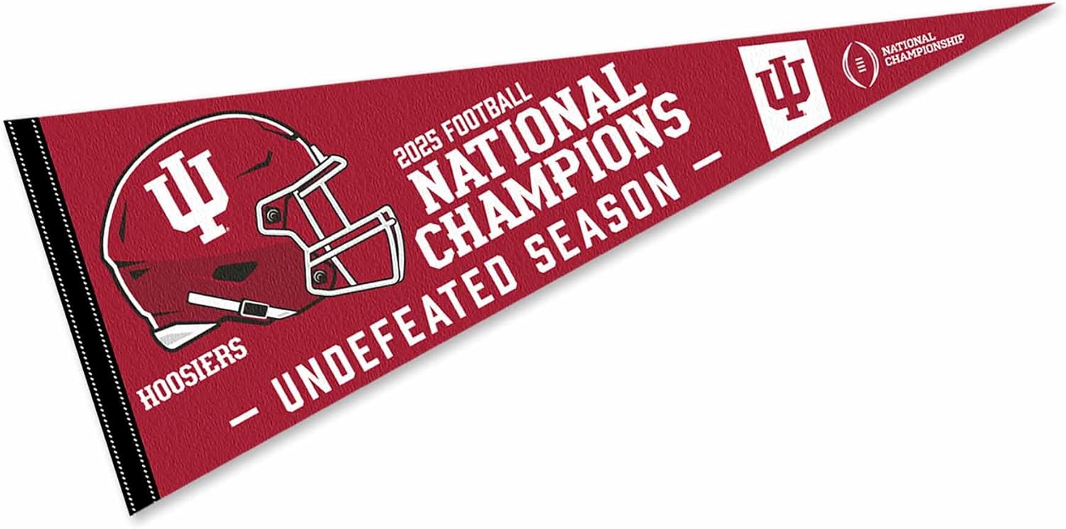 Indiana Hoosiers Undefeated Season and 2025 National Champions Pennant Flag