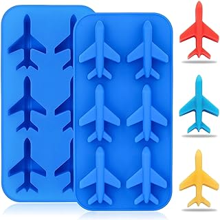 2Pcs 3D Airplane Chocolate Molds, Plane Aircraft Silicone Ice Cube Trays Candy Mold crayon Wax Melts Mold Whisky Bar Party Drink Tools Cake Decorating Supplies