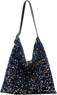 Meyaus Women Large Glitter Sequins PU Leather Shoulder Bag Armpit Bag Top-handle Bag