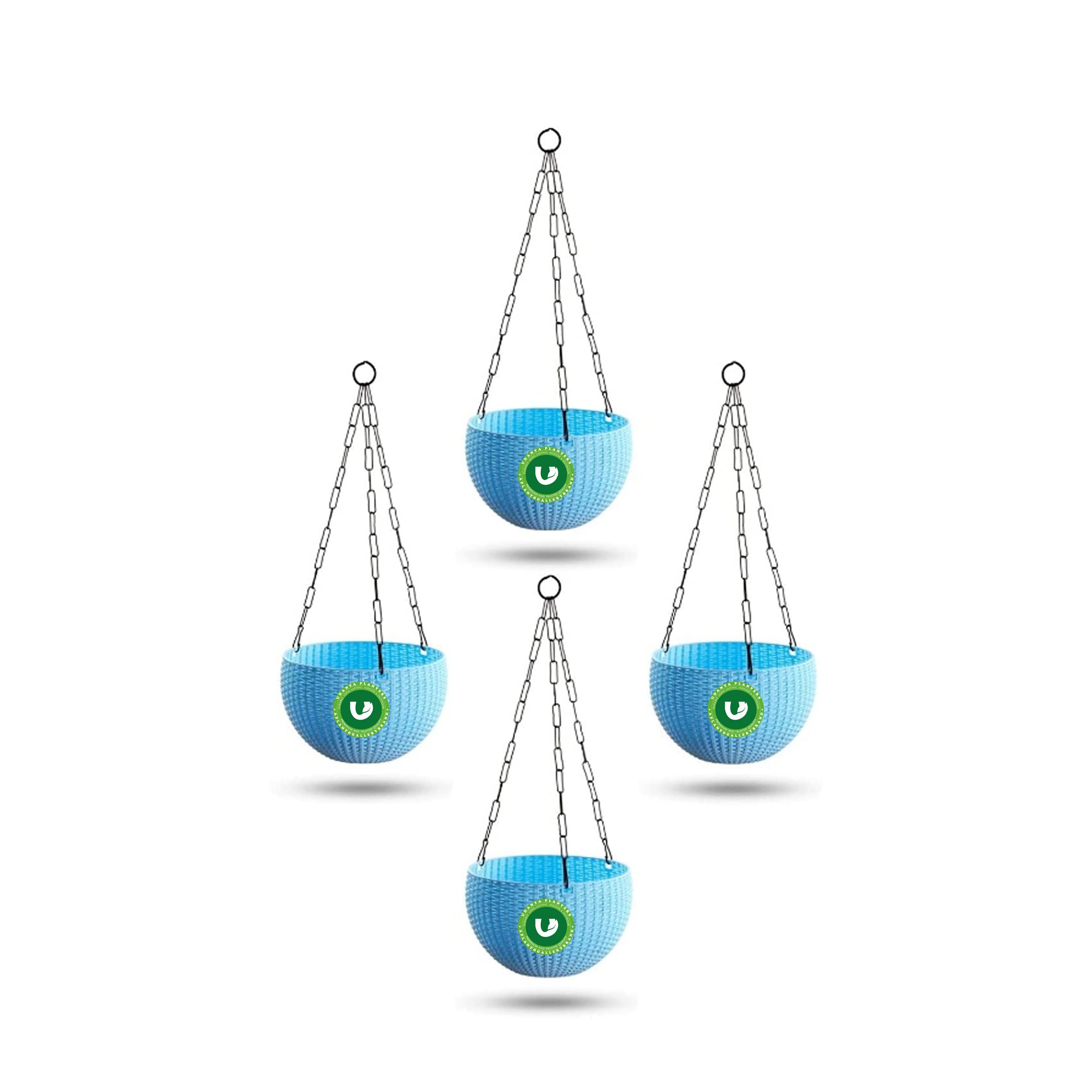 udanta Planter 9 Inch Euro Hanging Basket Pots – Qty 5pcs (Sky Blue)