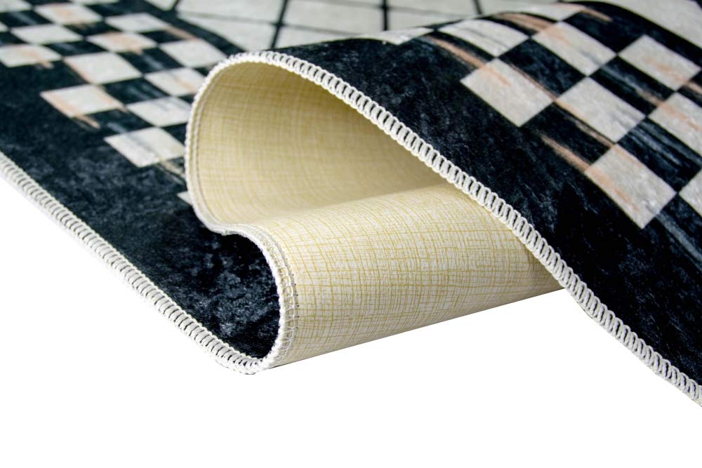 Tappeto moderno tappeto da salotto lavabile karo nero Größe 120x160 cm