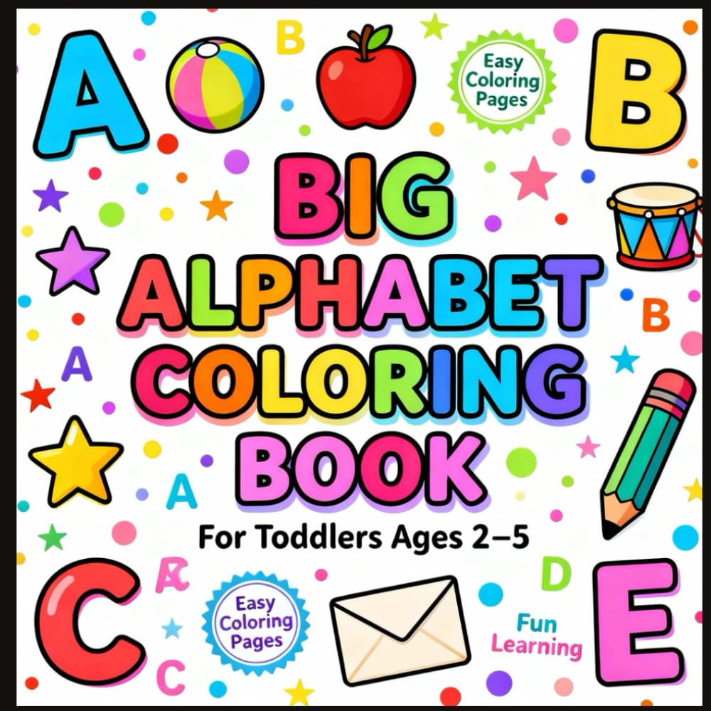 Big Alphabet Coloring Book for Toddlers Ages 2–5: A–Z Giant Letters with Easy Objects – Simple, Bold & Fun Learning! (ABC Smart Learning Series)