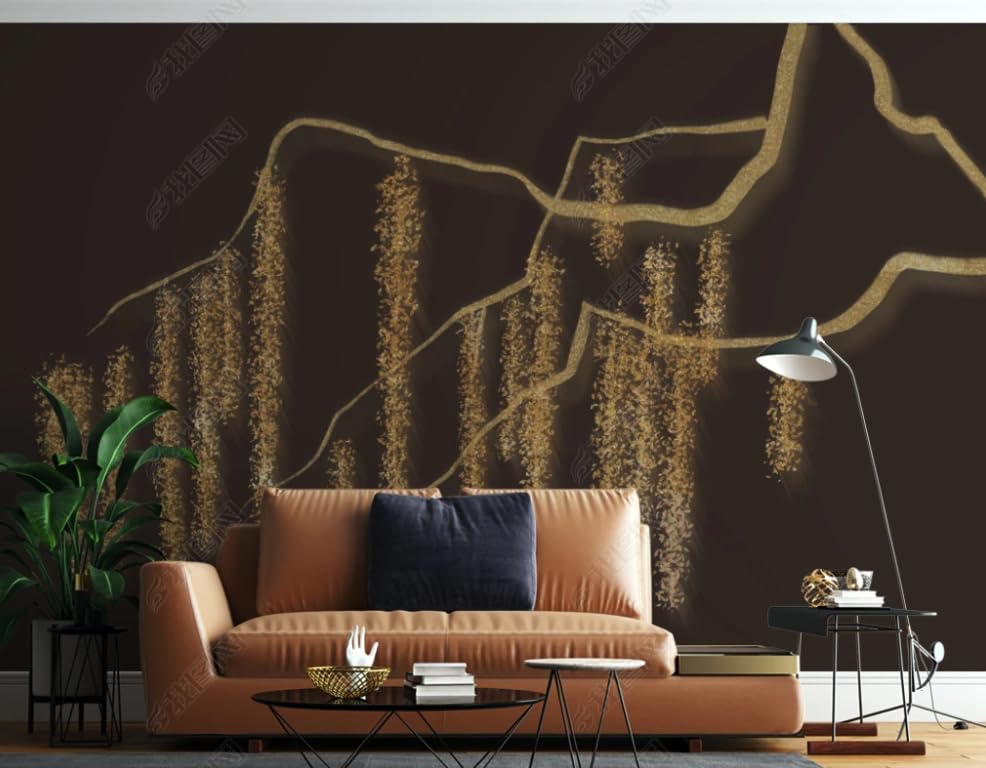 Papier Peint Intissé Saule Platine pour Grand Mur Abîmé de Restaurant ou Salon