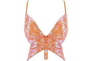 Women's Sequin Butterfly Crop Top