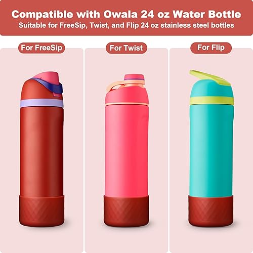 Vista 216 de 2PCS Silicone Water Bottle Boot for Owala 24oz 32oz 40oz, Anti-Slip Protective Sleeve Bottom Bumper Protector for FreeSip, Twist, and Flip Stainless