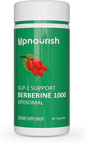UpNourish Suplemento de berberina liposomal HCl de berberina avanzada 1000 mg más canela de Ceilán, picolinato de cromo, curcuminoides,