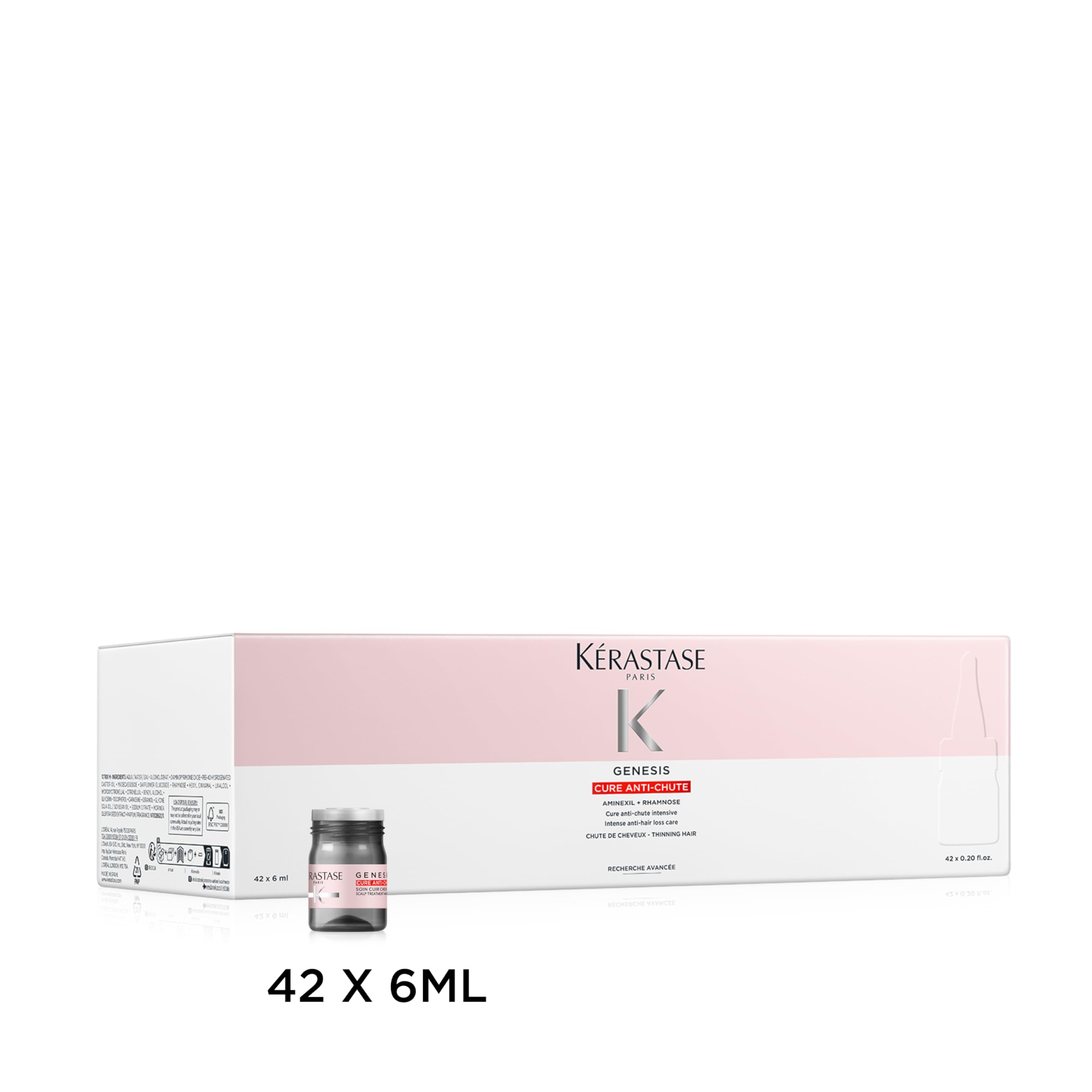 KÉRASTASE Genesis - Cure Anti-Chute Fortifiante - Traitement Enrichi en Aminexil - Formule Légère Sans Rinçage - Cheveux Fins, Cassants & Fragiles - Aide à la Repousse - Résultats visibles rapidement