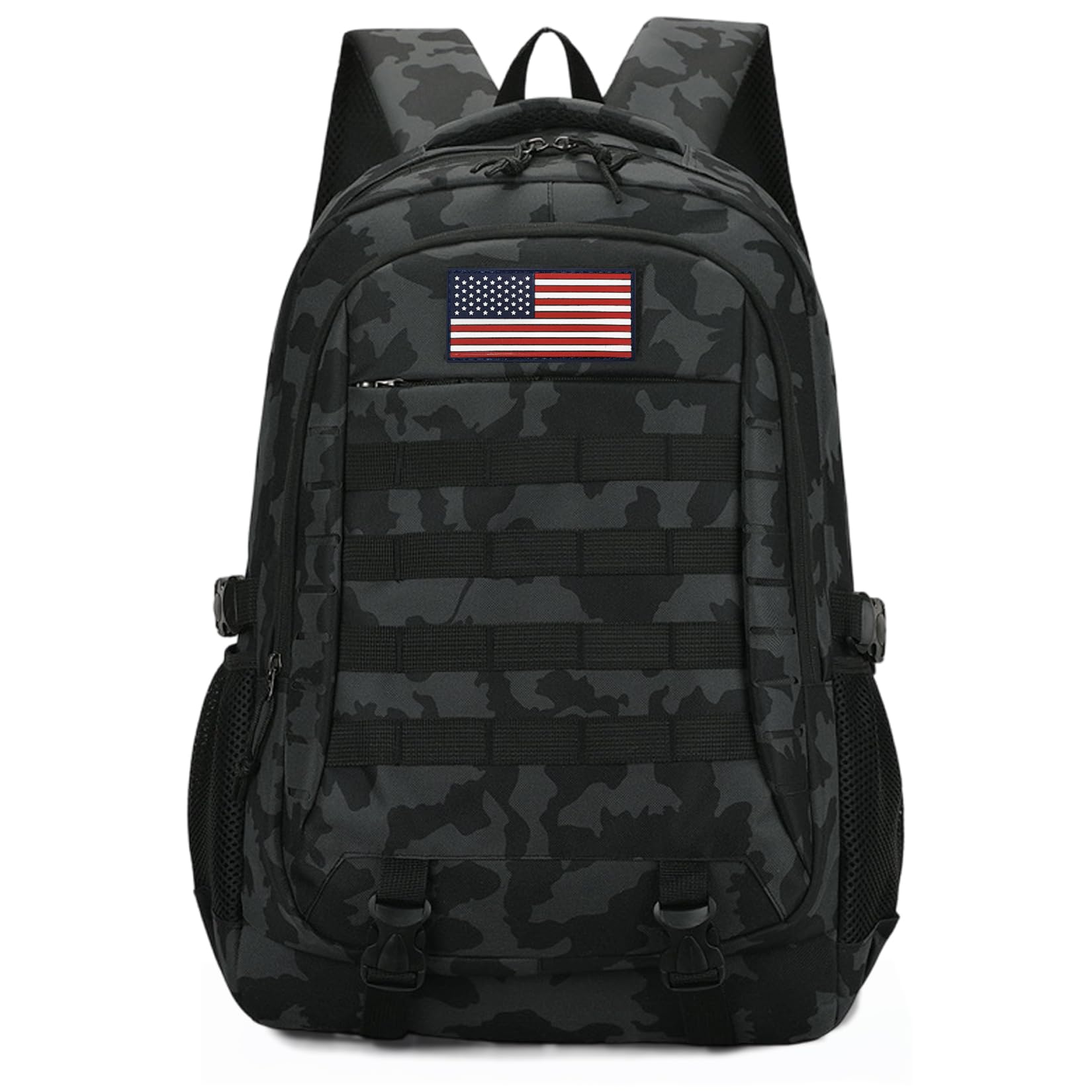 CGYCSY 19'' Camo Backpack for Boys - Waterproof Tactical Bookbag for 15.6" Laptop Sleeve & MOLLE System for School Camping Travel