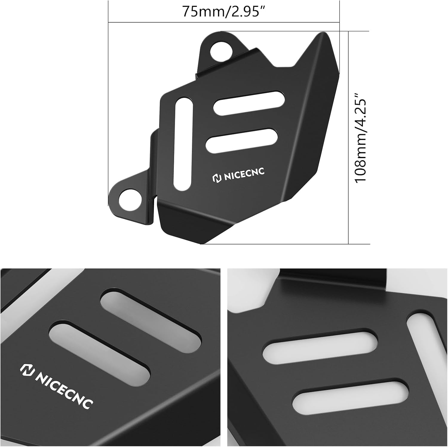 NICECNC Front Brake Caliper Shield Front Brake Caliper Protective Cover Compatible with Kawasaki KLR650 2008-2024, Aluminum, CNC, Anodization, Black
