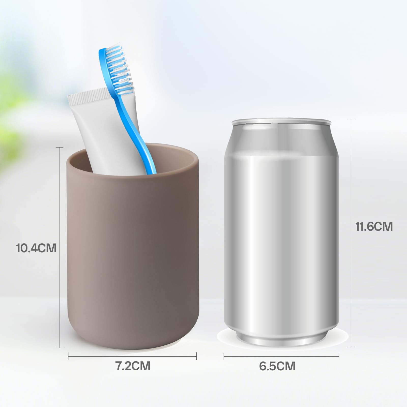 Bicchiere porta Spazzolino 3 Pezzi, porta Spazzolini Bagno, Plastica Alimentare, Assolutamente Infrangibili (Bianco, Grigio, Marrone)
