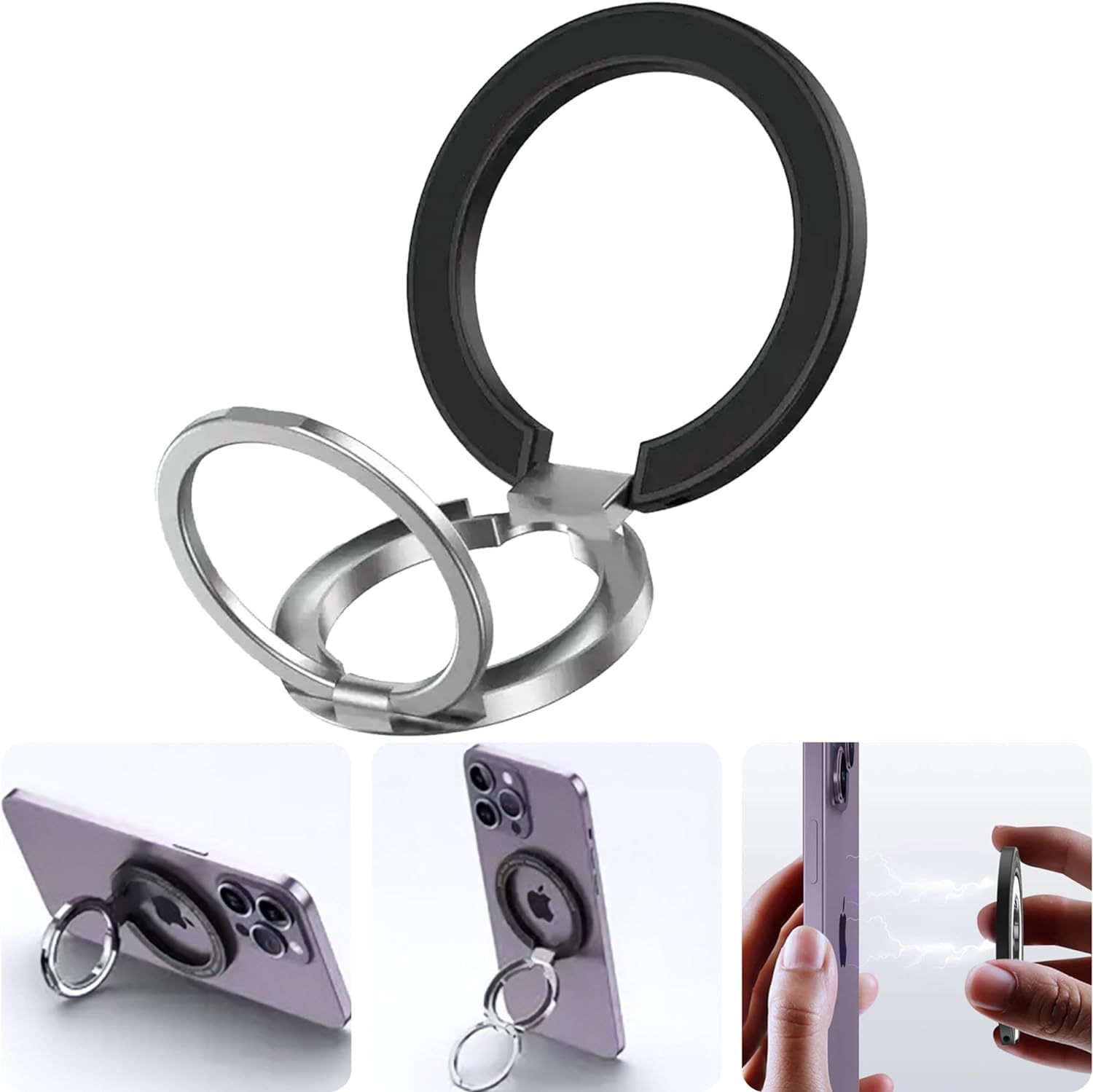 Magnetic Phone Ring Holder for MagSafe Kickstand, Magnet Finger Loop Grip Stand Holders, Compatible with iPhone 15 14 Plus 13 12 Pro, Pro Max, Mini, Mag Safe Cell Phone Accessories