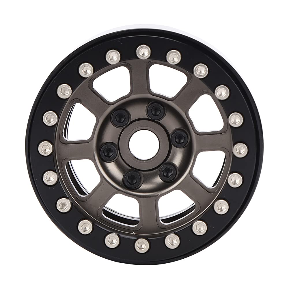 Ulepszony metalowy zestaw felg 4 szt. Wysoka precyzja Trwałe dopasowanie do RGT 86100 1/10 RC Car Srebrny Czarny Tytan (Titanium color R86083T)