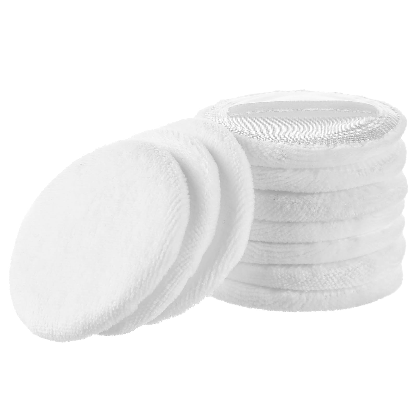 100% Cotton Powder Puff, 10 Pcs Makeup Powder Puff for Face Powder, 2.36 inch Cosmetic Puffs Pads with Ribbon for Loose and Foundation(White)