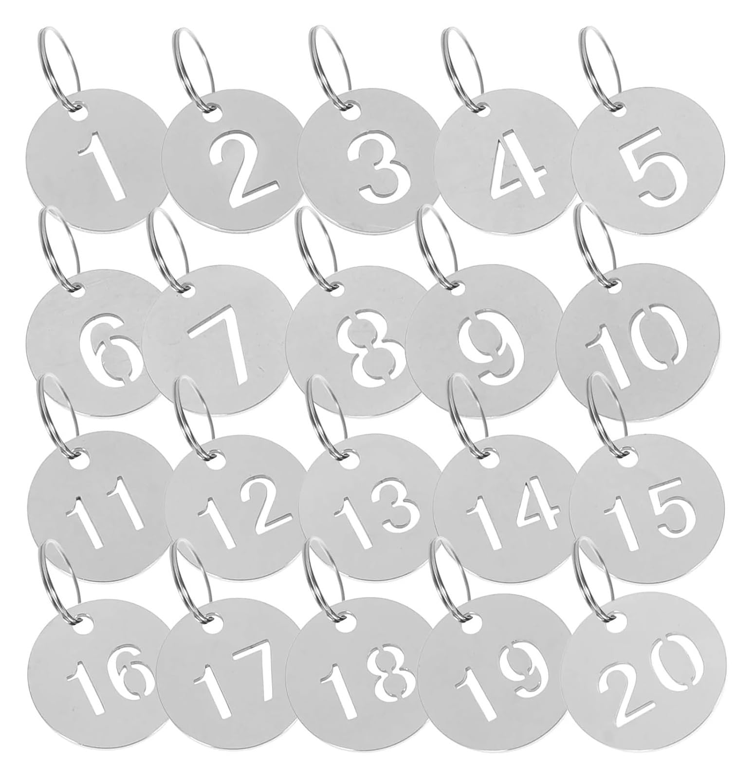 Portachiavi con targhette numerate, Targhette numeriche in metallo in acciaio inossidabile con catena ad anelli for chiavi del dormitorio dell'armadietto, set da 1 a 200(1-100)
