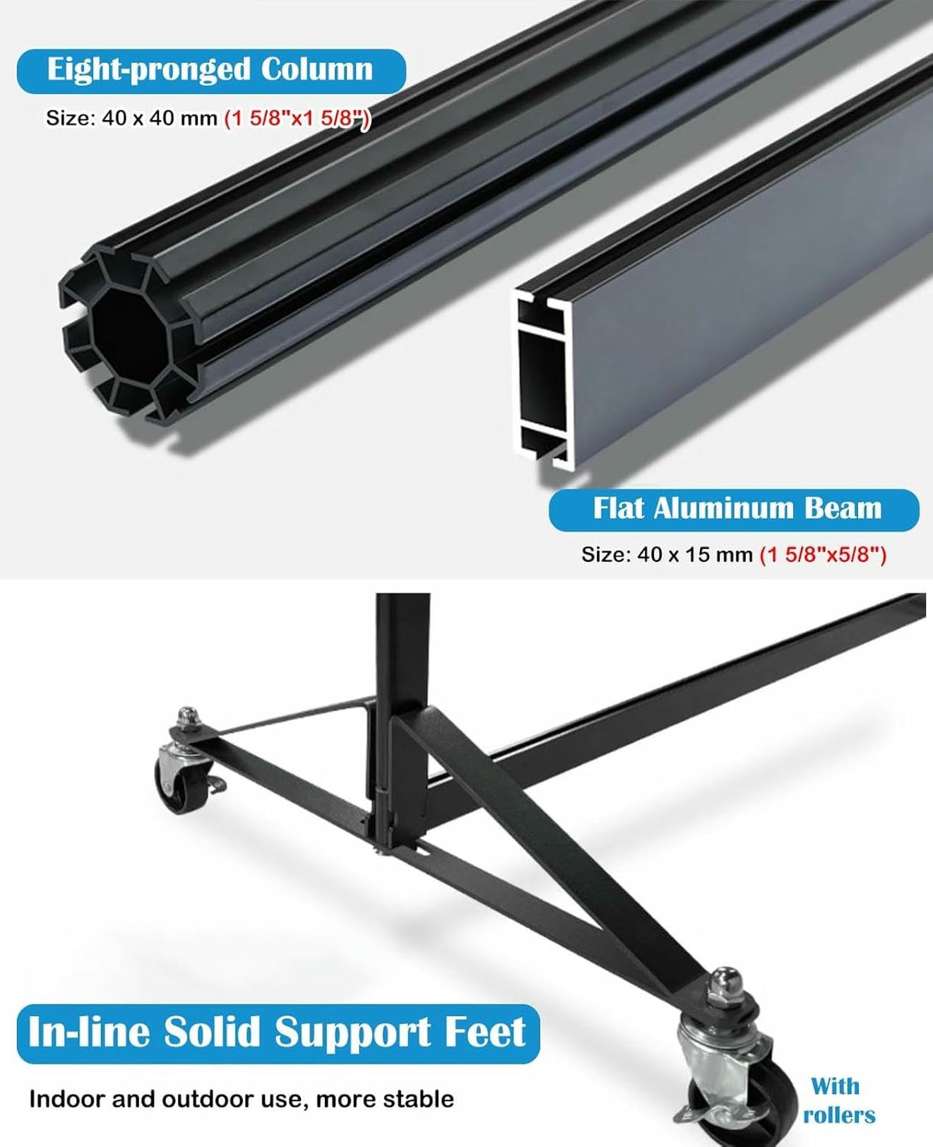 Reklamowy stojak na plakaty z kołami i nóżką, aluminiowy wyświetlacz tablicowy, ścianka działowa, wolnostojący ekran ekspozycyjny na stoiska (3 sztuki - 100 x 220 cm (39 3/8