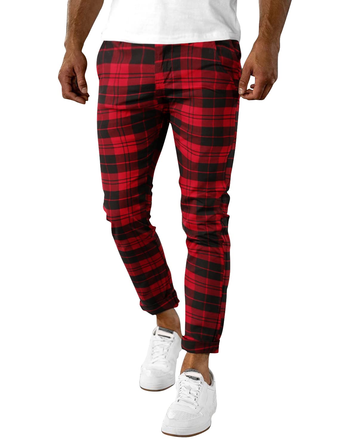 Woenzaia Men's Casual Slim Fit Pants Skinny Stretch Dress Slacks