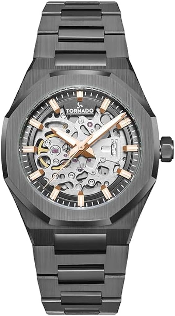 Tornado AUTONOVA AUTOMATIC Men's NH70 Movement Watch, Automatic Display and Solid Stainless Steel,Integrated bracelet with Brushed Outer Links, Polished Center Links Strap - T24303
