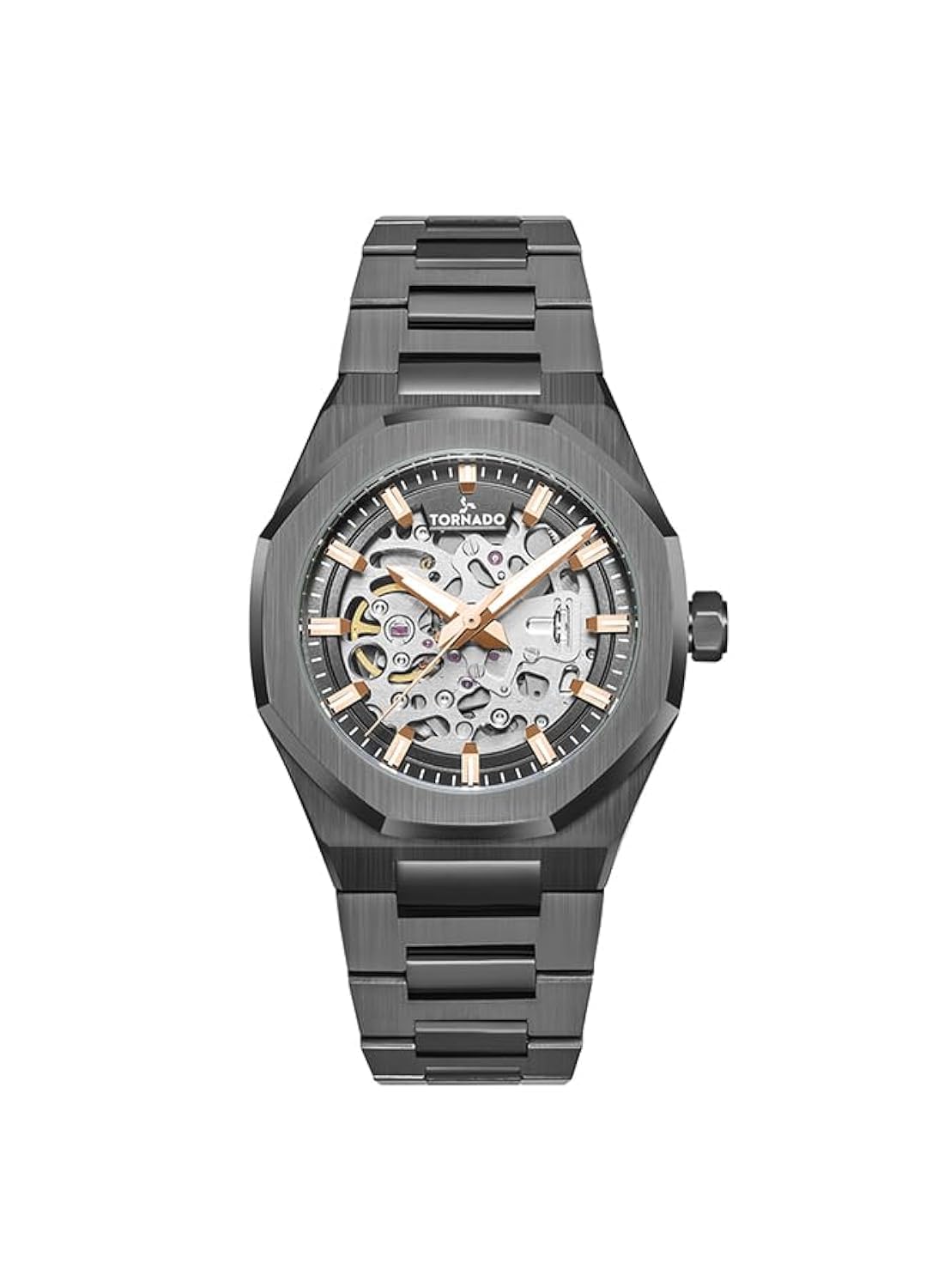 Tornado Autonova Men's Watch, Automatic Display and Solid Stainless Steel Brushed Bracelet Strap - T24303-XBXXK, Gun Metal