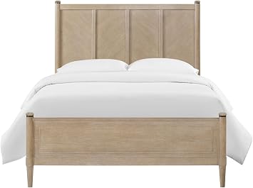 Queen Size Lo-Post Bed in Warm Sand Finish, Transitional Casual Style Bedroom Furniture Centerpiece