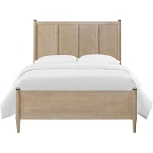 Queen Size Lo-Post Bed in Warm Sand Finish, Transitional Casual Style Bedroom Furniture Centerpiece
