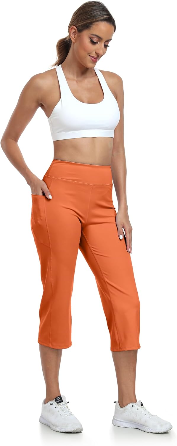 UURUN Capri Yoga Pant Women, Orange, S