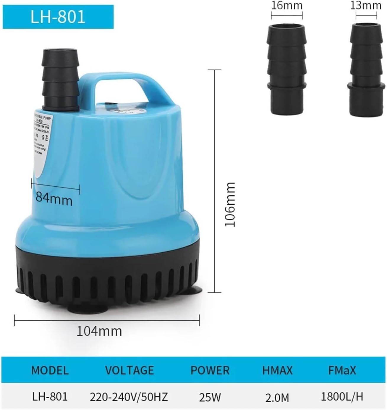 Ultra-quiet submersible circulation pump Quiet Submersible Water Fountain Pump Aquarium Fish Tank Pond Bottom Suction Filter 220V-240V(LH-801 25W)