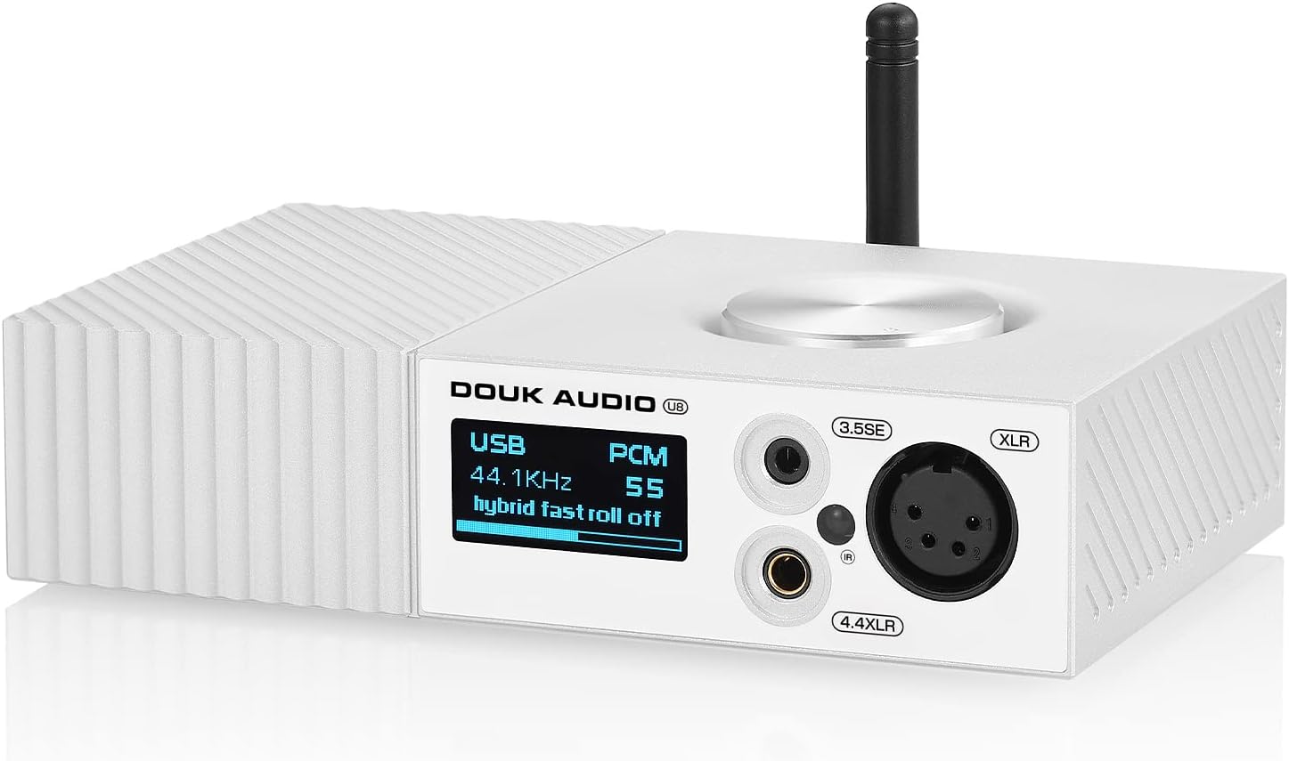 Douk Audio U8 HiFi Dual ES9038Q2M Bluetooth 5.0 Balanced DAC – XMOS USB Decoder, Supports DSD512, LDAC, and 32Bit/768kHz for Home Audio and Studio Use