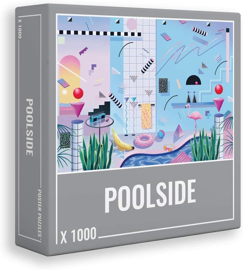 Cloudberries Poolside Puzzle, Premium 1000 Piece Jigsaw Puzzles for Adults with Cool, Retro 1980s Swimming Pool Design, Vacation Puzzles, Summer Puzzles