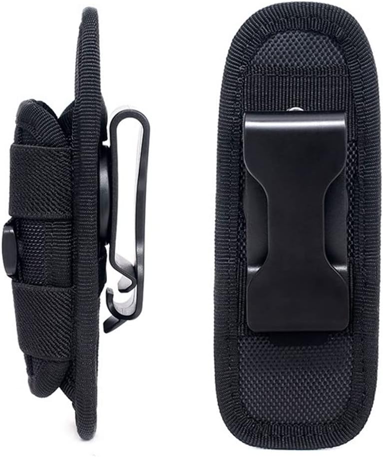 Tactical Molle Flashlight Pouch, Rotatable Flashlight Holder Holster Belt Clip Torch Carry Case with 360 Degree Carabiner Reel Clip(Black) : Sports & Outdoors