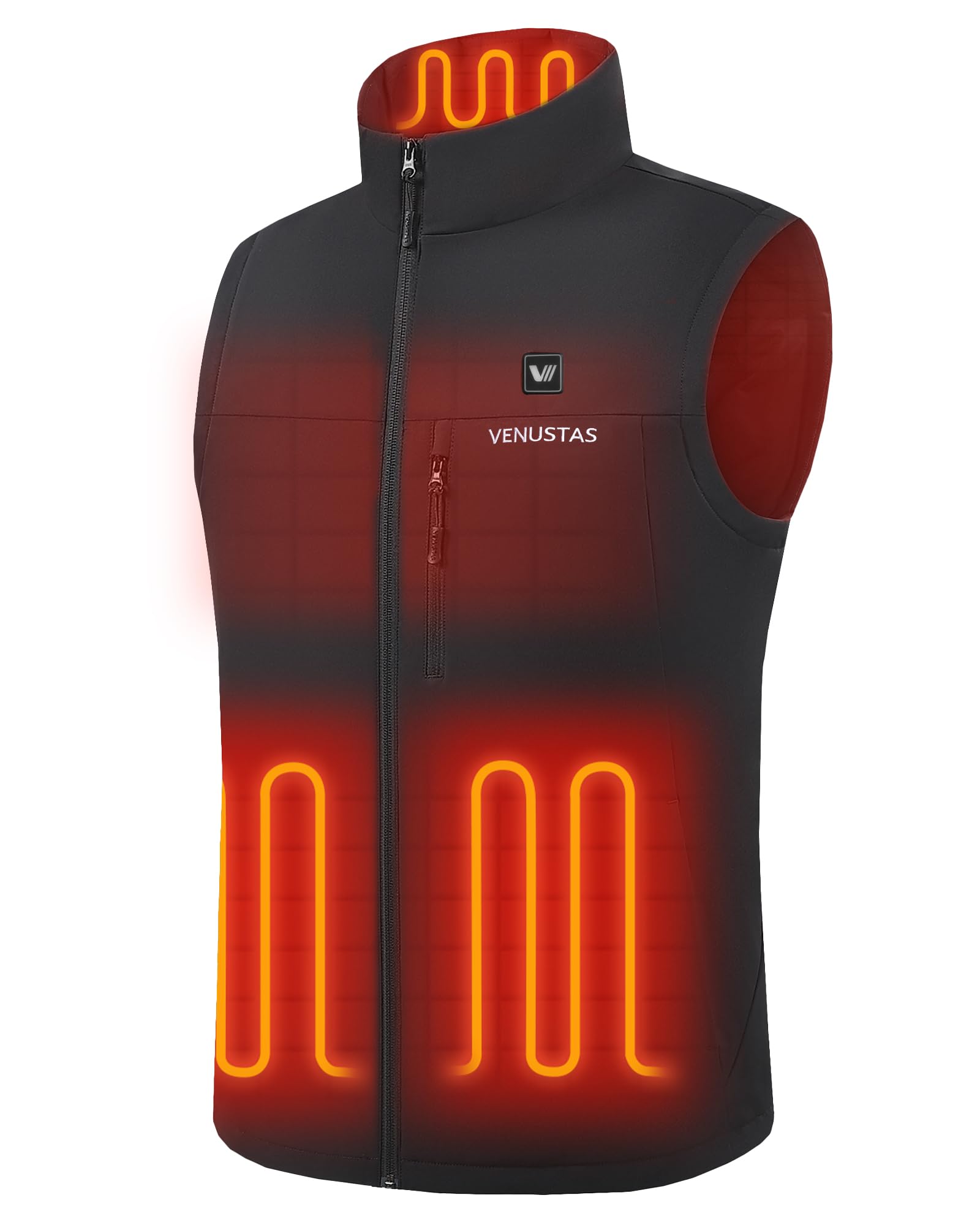 Venustas Men's Heated Softshell Vest with Battery, Water-Resistant Windproof Lightweight Heated Vest for Hiking Golf