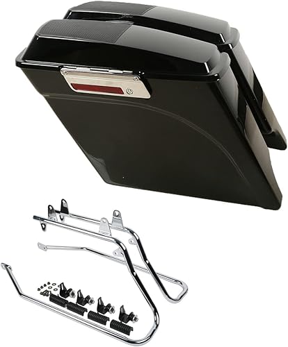 Alforjas rígidas estiradas de 5 pulgadas con tapas de altavoz de 6 x 9 pulgadas+soportes de conversión cromados para Harley Davidson modelos Softail