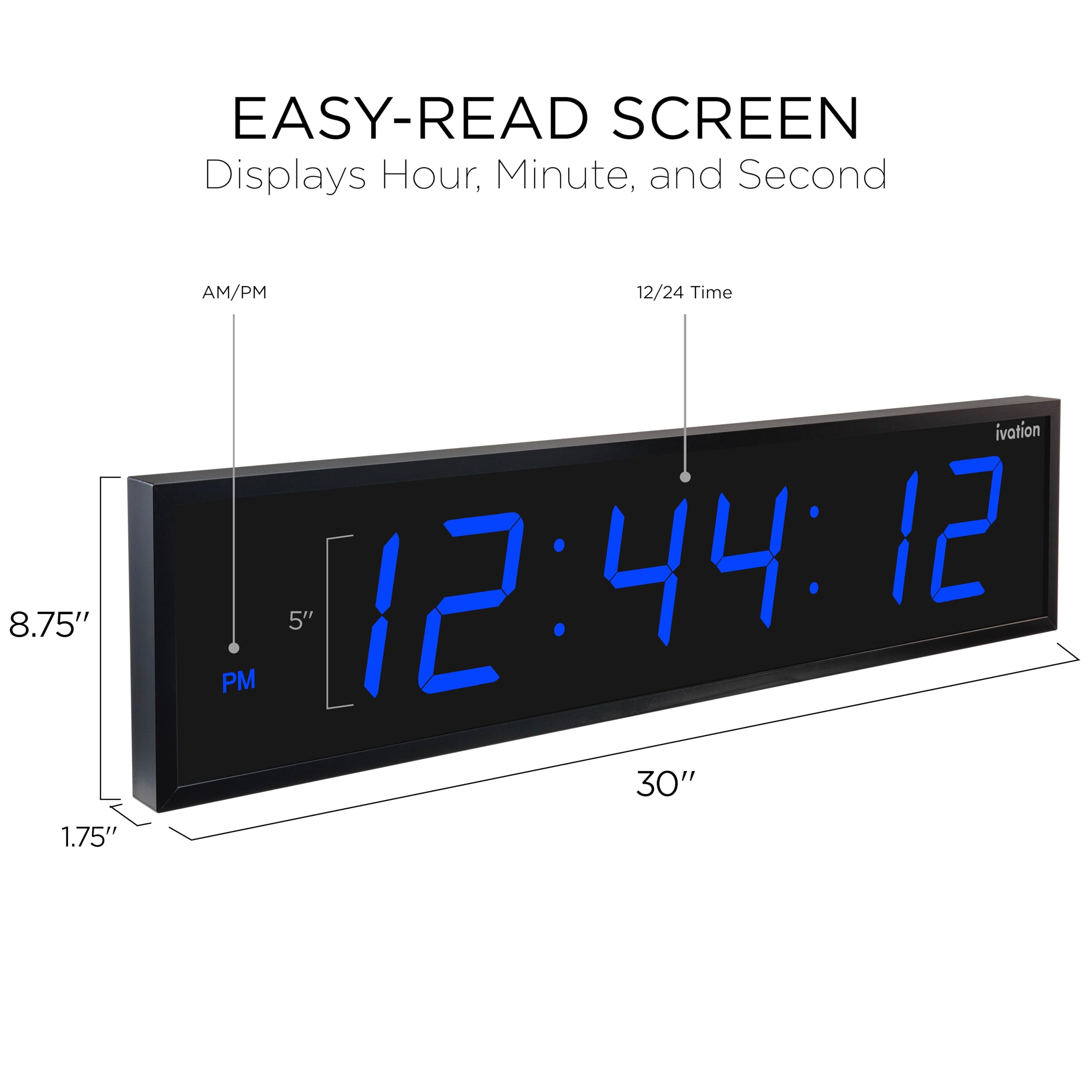 Snapklik.com : Ivation Oversized Digital Wall Clock